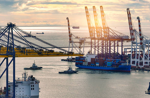logistics and transportation of container cargo ship at ship 1