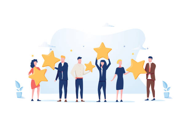 customer review rating different people give review rating and feedback flat vector1146952109