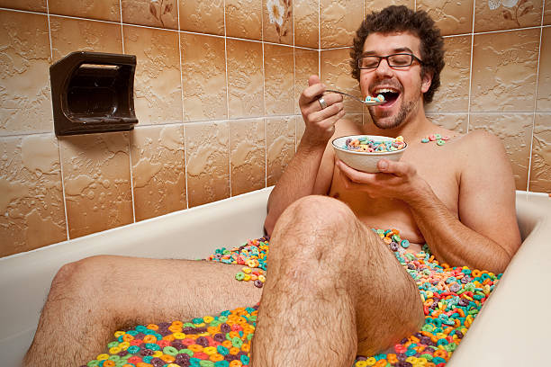 funny man eating his cereals in the bath187312795