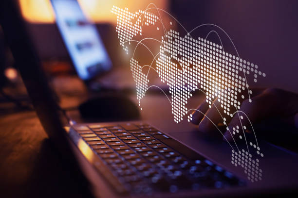 international business partnership and connection concept on map1450011128